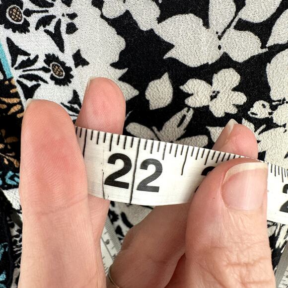 J Jill Top Womens LP Black Floral Patchwork Yellow Boho Cottage Flowy Bohemian - Picture 7 of 7